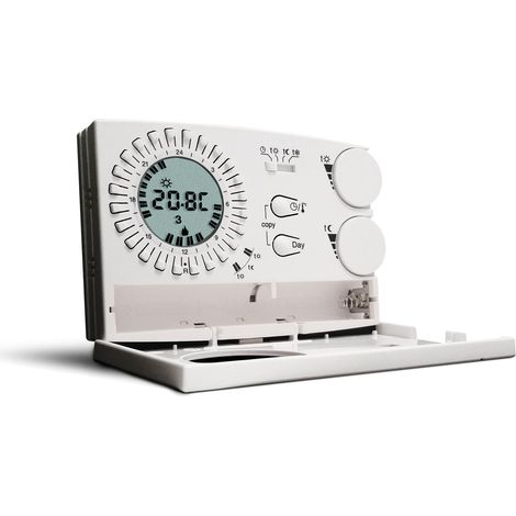 Cronotermostato analogico digitale giornaliero 3v serie easy colore bianco perry electric 1crcr308/g (1/5)