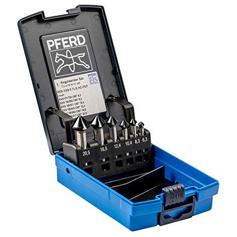 PFERD Set di 6 frese coniche HSS 90°, Ø 6,3 – 20,5 mm, DIN 335 C, HICOAT 25202160 – per svasare viti a 90° (1/4)