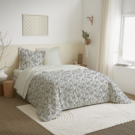 Parure de couette 3 Pièces réversible 260 x 240 cm King Size "Berengere Nuage" Coton Pur