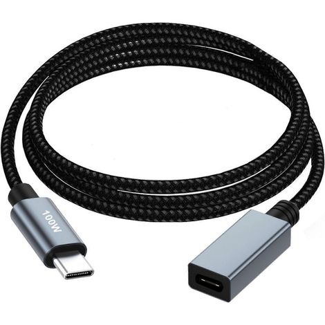USB-C 480 Gbit/s/100 W Verlängerungskabel, Nylon-Verlängerungskabel für schnelles Laden und Datenübertragung, Typ C Stecker/Buchse (1/5)