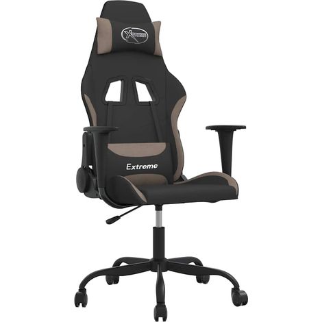 Silla gaming de masaje tela crema y gris taupé vidaXL (1/5)