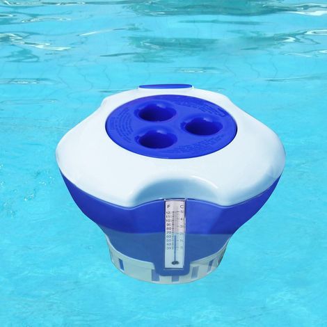 AIDUCHO Diffuseur de Chlore et Brome pour piscines Ø 17cm Distributeur Flottant avec thermomètre doseur Spa pataugeoire (1/5)