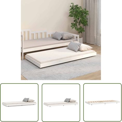 The Living Store - Cadre de lit Blanc 90x190 cm Bois de pin massif (1/5)