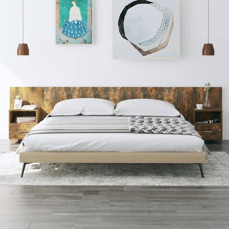 Testiera Letto con Comodini Rovere Fumo in Legno Multistrato vidaXL (1/5)