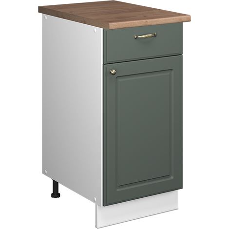 Unterschrank für Spüle/Kochfeld Fame-Line, Grün-Gold Landhaus/Weiß, 40 cm, AP Eiche, Vicco (1/5)