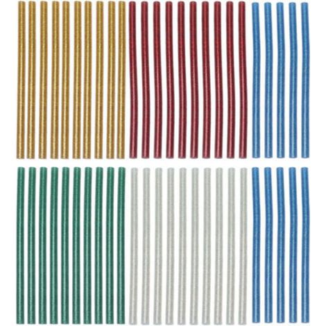 50 stick di colla a caldo colorati, trasparenti, facili da usare e ad asciugatura rapida, 7 x 140 mm (1/5)