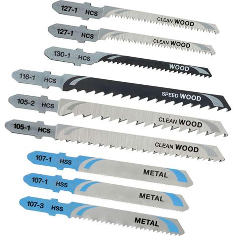 Lames en T pour Scie Sauteuse, Noir, Set de 10 Pièces (1/2)