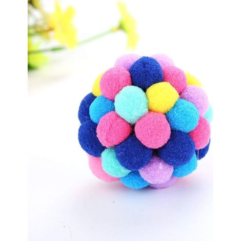 Stück buntes Katzenplüschball-Spielzeug, weiche Kätzchen-Pompons, Haustier-Interaktion (1/5)