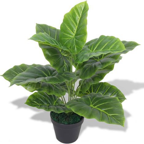 Plante de taro artificielle avec pot, 45 cm, verte (1/2)