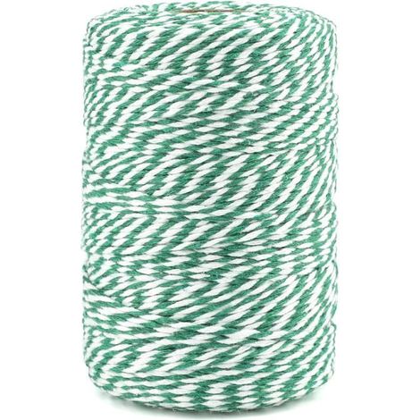 Ficelle Vert et Blanche en Coton 200M Corde Noël, pour l'emballage Cadeaux, Bricolages, Décoration, Loisirs Créatifs (1/5)