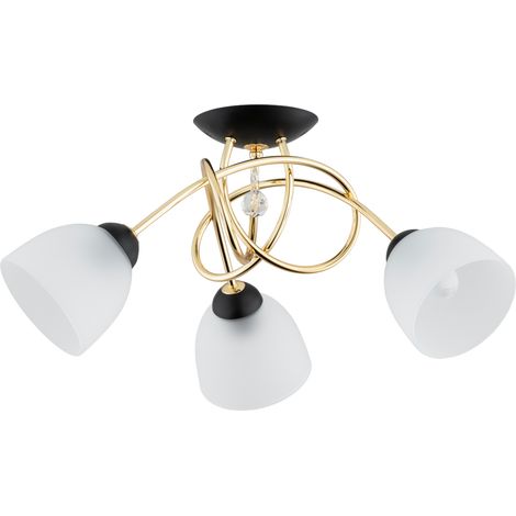 Plafonnier moderne Modena noir/or 3xE27 verre opalin (1/3)
