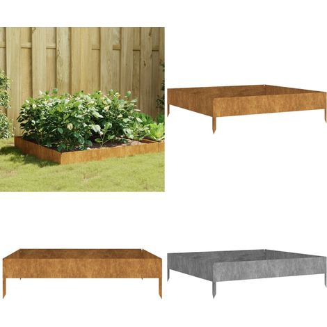 Lit surélevé de jardin 100x100x26 cm acier corten - Jardiniere - Pot De Fleurs Extérieur - Lit Surélevé - Acier Corten - Décoration Jardin - Home & Living (1/5)