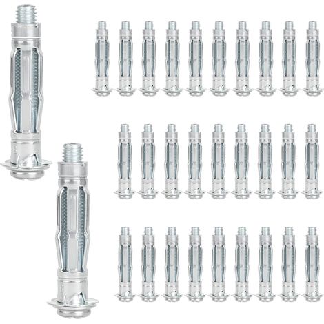 Lot de 30 chevilles M8 x 52 mm galvanisées pour murs creux - Chevilles à expansion avec vis - Chevilles auto-perceuses pour plaques de plâtre (1/5)