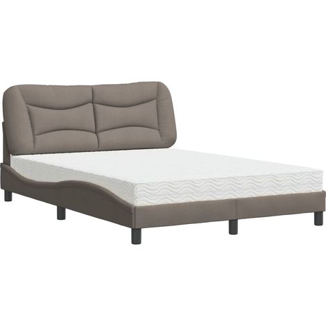 vidaXL Letto con Materasso Hvar Tortora 120x200 cm in Tessuto (1/5)