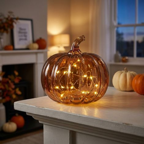 Cinnamon Glass Pumpkin Table Light (1/2)