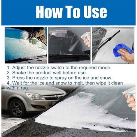 Degivrant Vitre Voiture,Dégivreur Pare Brise Voitur,Spray Dégivrage pour Pare-Brise de Voiture,Spray Degivrage Par RACLETTE A NEIGE