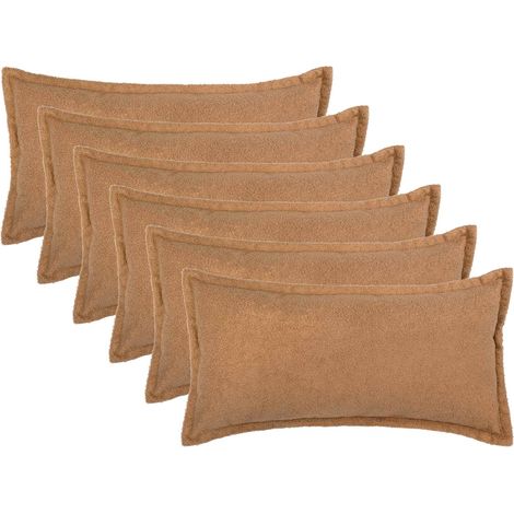 Housse de coussin 6 pcs HOUTEN Beige 40 x 80 cm Bouclé vidaXL