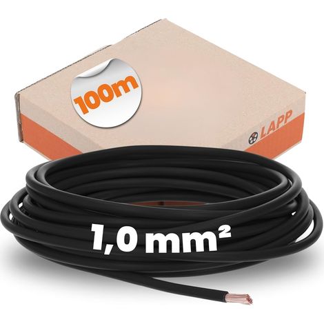 1x1 mm² Câble de Commande en PVC, Longueur 100 m, Noir (1/5)
