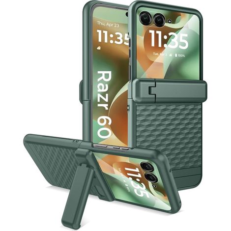 Custodia per Motorola Razr 70 Ultra / 60 Ultra, custodia in PC con supporto, con vetro, verde (1/5)