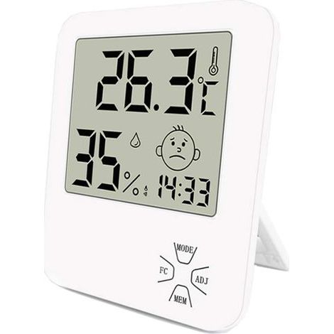 [JAMAIS UTILISÉ]Mini Thermomètre Hygromètre Intérieur Numérique à Haute Précision thermomètre Maison avec Support Pliant Et Réveil pour Indicateur du Niveau de Confort du Maison Bureau Cuisine Jardin  (1/5)