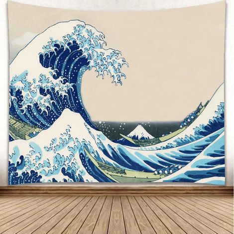 Tapisserie murale à motif vagues (130 x 150 cm) Kanagawa Surf House - Décoration murale en tissu - Tapisserie imprimée (1/5)