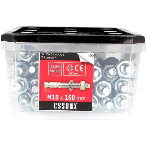 ESSBOX de 25 Goujons D'Ancrage 10X150 Acier (1/2)