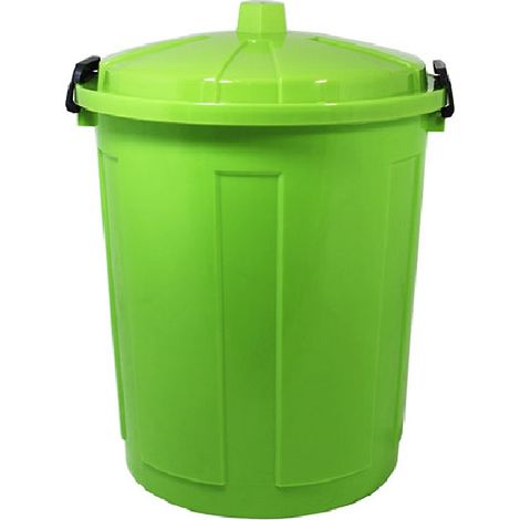Bidone con coperchio chiuso grande 50 Lt antiodori o randagismo pattumiera da interno o esterno per la raccolta differenziata casa giardino locali commerciali - colorigenerali: verde
