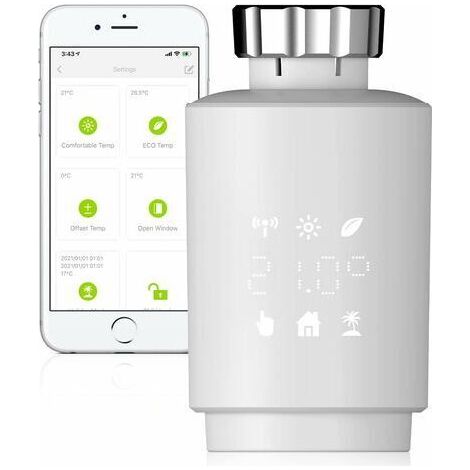 Robinet thermostatique intelligent pour radiateur, thermostat programmable ZigBee, compatible avec Smart Life Alexa et Google, [Pont ZigBee Tuya requis] (1/5)