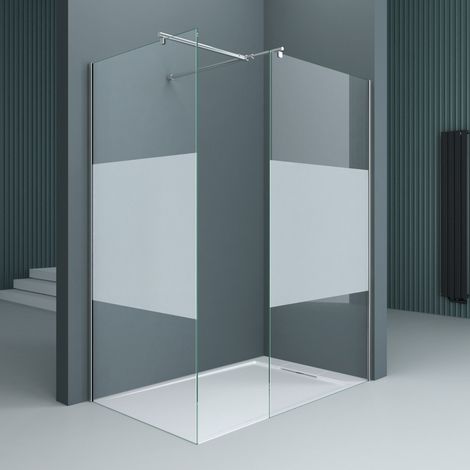 doporro Luxus Duschwand Duschabtrennung Bremen1MS 120x120 Walk-In Dusche aus 2 festen Glaselementen mit Stabilisator aus Echtglas 8mm ESG-Sicherheitsglas Klarglas inkl. Nanobeschichtung (1/5)