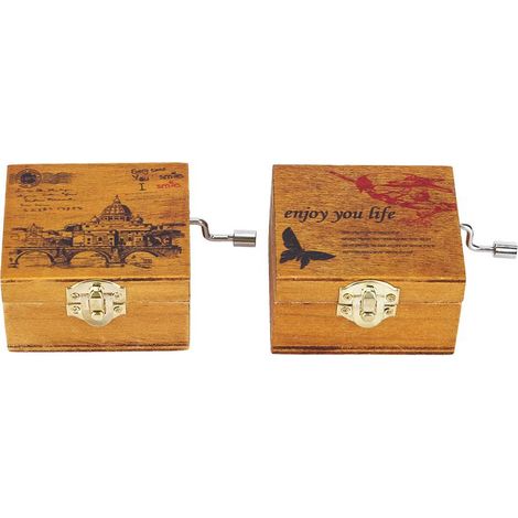 Handkurbel-Spieluhr aus Holz (2er-Set), Dekoration für Zuhause, Geschenk zum Kindergeburtstag, Weihnachten oder andere Anlässe (BirdCastle) (1/5)