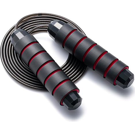 Corde à Sauter - Câble en Acier Recouvert de PVC - Roulements à Billes - Réglable - Pour Adulte et Enfant - Usage Intérieur Extérieur - 1 Pièce (1/3)
