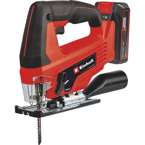 Einhell Akku-Stichsäge TC-JS 18/70 Li (1x 2,5 Ah) Power X-Change (18 V, 70 mm Schnitttiefe, werkzeugloser Sägeblattwechsel, Absaugadapter, inkl. 2,5 Ah Akku & Ladegerät, 1x Sägeblatt)