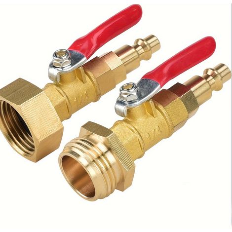 Adaptateur de purge antigel pour VR avec raccord rapide 1/4" et filetage pour tuyau d'arrosage 3/4", avec vanne à bille (1/5)