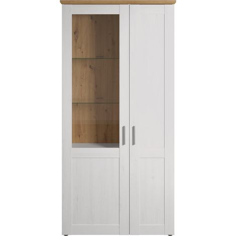 Shade Vitrine 95 x 194 cm 2 portes finitions, pin blanc, chêne. (1/5)