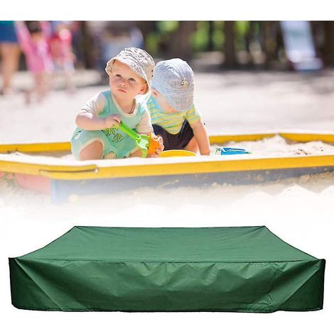 Bâche extérieure imperméable et résistante aux UV, verte, pour bac à sable, avec cordon de serrage - 150 x 150 x 20 cm (1/4)