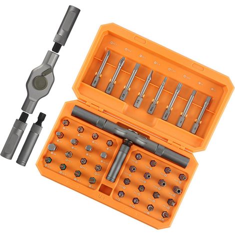 Kit Tournevis Cliquet 42 Pièces, Poignée à Cliquet 58 Dents, 40 Embouts en Acier Allié, Outils Combinés Multifonctions (1/5)