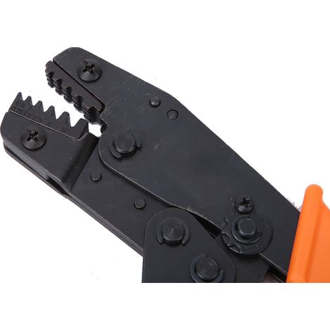 Pince à sertir à cliquet avec poignée orange, outil manuel pour sertir les câbles de 0,5 à 6 mm² (20 à 10 AWG). (1/2)