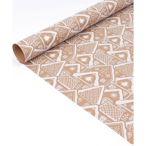 Papier cadeau de Noël (0,43 x 3 m), rouleau de papier cadeau grand format, papier kraft vintage.