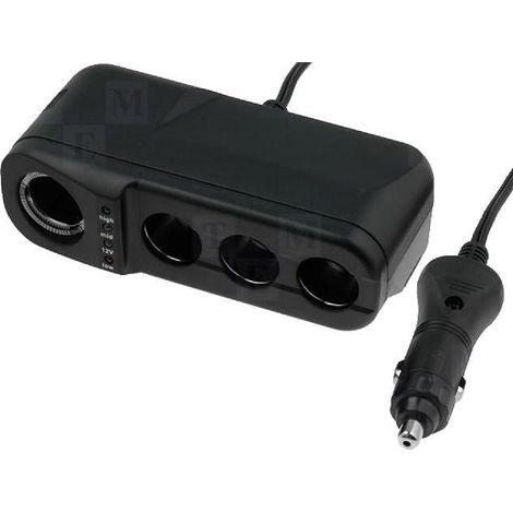 Multiprise allume-cigare 10A 12V 4x2.5A noir avec cable 1m