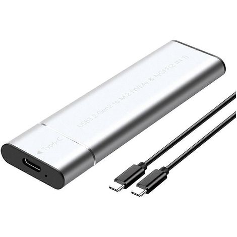 M.2 NVMe SATA SSD Gehäuseadapter Silber-- (1/5)