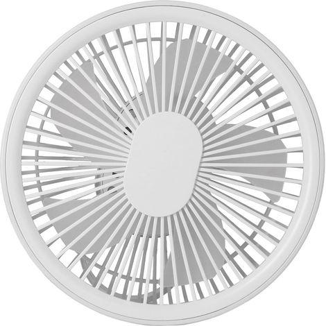 Ventilateur de bureau 2 en 1 ABS PP 4000 mAh 3 vitesses, chargement USB, ventilateur de plafond portable pour camping avec télécommande, blanc (1/5)