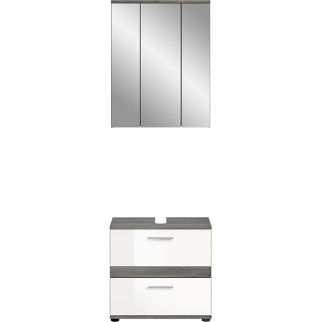 Set aus Badezimmermöbeln WILLIAM – Dunkelgrau und Weiß – 60x191x34 cm