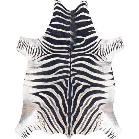 Carpet Artificial Cowhide, Zebra G5128-1 white black Leather multicolour 155x195 cm