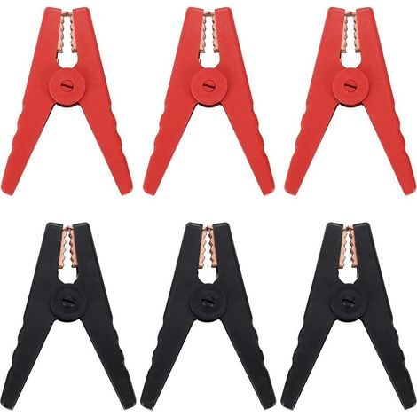 6 Pièces Pinces Crocodiles de Batterie de Voiture, Pinces Crocodiles de Batterie isolées 100A, Pinces de câble de Cavalier pour Bateau de véhicule (1/5)