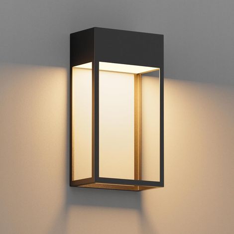 LED 24W Indoor Outdoor Wall Light, 3000K Warm White Wall Lamp, Waterproof IP65 Wall Lighting, Modern Outdoor Light, for Stairs Garden Entrance, Aluminium, 1545LM, Black (1/5)
