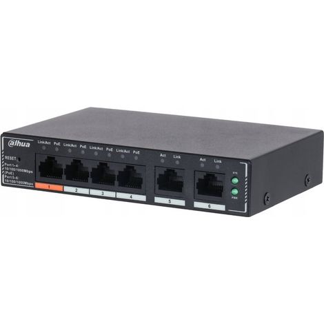 Conmutador DAHUA DH-SG4006P Tipo L2 Puertos PoE 4 60 vatios SG4006P (1/3)