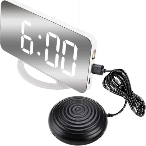 Sveglia ad alto volume con funzione di vibrazione, adatta a chi ha il sonno pesante, agli adulti e ai non udenti sveglia digitale a specchio con funzione di vibrazione da letto.