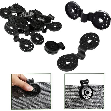 40 clips en plastique pour voile d'ombrage, tissu de protection, clip spécial avec œillet pour filet d'ombrage de piscine, jardin, fleurs, pelouse (1/5)