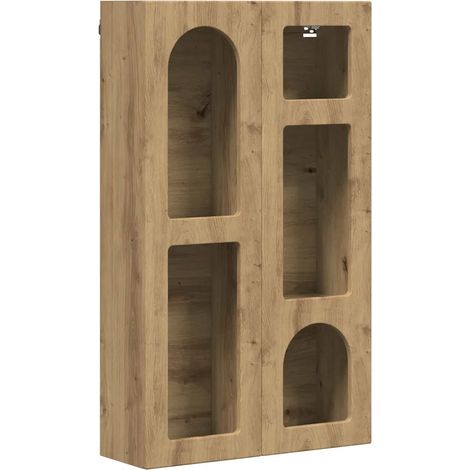 Armario moderno de pared con estantes 59 x 20 x 100 cm para un almacenamiento práctico fabricado en madera de roble manufacturada acabado artesanal 020054799 (1/5)