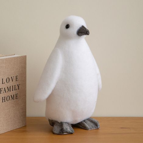 36cm Large Flocked Penguin Christmas Decoration (1/5)